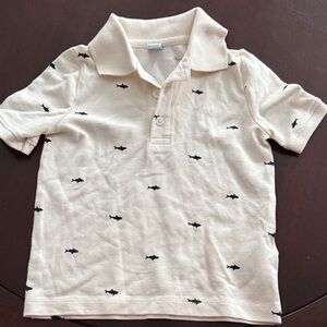 Old Navy Beige Polo with Shark Pattern